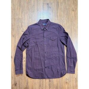 FRED PERRY Long Sleeve Stripe Shirt Burgundy Blue Mens Medium Mod 60s